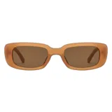 Gafas de sol unisex con montura rectangular color caramelo y lentes marrones.