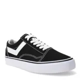 Championes Pony de estilo urbano, confeccionados en lona negra con detalles en blanco. Presentan cordones blancos, suela de goma vulcanizada y el logo característico de la marca en el lateral.