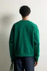 Sudadera de corte regular fit en color verde, con cuello redondo, manga larga raglán y acabados en rib elástico en cuello, puños y dobladillo.