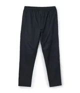 Pantalón deportivo gris oscuro con cintura elástica, bolsillos con cremallera, textura y estampa lettering.