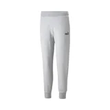 Pantalón de jogging Puma ESS Sweat Pants FL, color gris melange, con logo estampado en la pierna izquierda.
