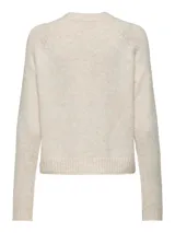 Sweater tejido de manga larga con cuello redondo y mangas raglán, con textura de cable y puños acanalados.