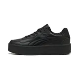 Championes Puma modelo Court Lally Skye, de diseño urbano con plataforma, color negro monocromático, confeccionados en material sintético con cordones al tono.