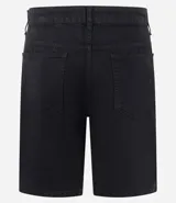 Bermuda de sarga para hombre, corte slim, con cierre de botón y cremallera, bolsillos laterales y traseros.