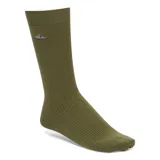 Medias largas de algodón color verde oliva con diseño acanalado y logo bordado.