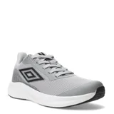 Championes urbanos Umbro modelo Ocean, color gris con detalles en negro y blanco. Presentan una capellada de mesh transpirable con refuerzos sintéticos, cierre por cordones y suela de EVA para mayor amortiguación.