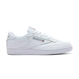 Championes Reebok Club C 85 de cuero blanco, con detalles en gris y rojo.