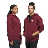 Campera Adidas Shmoo G Hood color bordó con cierre frontal, capucha con cordones ajustables, bolsillos tipo canguro y logo de Adidas bordado en blanco en el pecho.