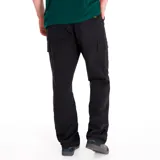 Pantalon cargo de corte recto, color negro, con bolsillos laterales de parche, bolsillos traseros con solapa y bolsillos cargo en las piernas. Confeccionado en sarga de algodón.