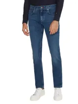 Pantalón de jean azul de corte recto, con cinco bolsillos y tejido denim elástico.