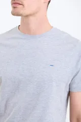 Remera de hombre color terracota, de manga corta y cuello redondo, con un pequeño logo bordado en el pecho.