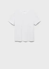 Camiseta de algodón de cuello redondo y manga corta, con corte regular y diseño recto.