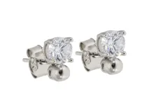 Caravanas de plata 925 con diseño de doble elemento: una circonia brillante engarzada y una pequeña esfera metálica lisa.