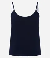 Musculosa básica azul marino de algodón peruano, con escote redondo y tirantes finos.