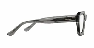 Lentes con armazón cuadrado de diseño inspirados en los años 70, color gris traslúcido y cristales transparentes con tecnología de protección contra luz azul.
