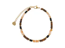 Pulsera de acero con baño de oro y piedras de colores.