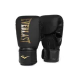 Guantes de boxeo Everlast Elite Cardio negros con logo dorado.