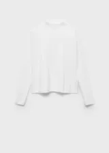 Jersey de punto fino con cuello perkins y manga larga, de diseño recto y corte clásico.