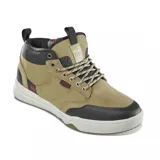 Championes de caña media color marrón, con detalles en negro y suela blanca.