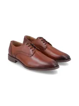 Zapato de vestir formal para hombre en color marrón tostado, confeccionado en cuero con cordones y suela de goma.