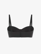 Mini top corset negro de breteles finos no regulables.