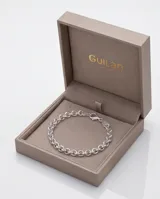 Pulsera de eslabones tipo rolo fabricada en plata 925, con diseño clásico y acabado brillante.