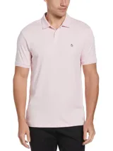 Polo rosa de tejido interlock, diseño liso con el clásico logo Sticker Pete bordado al pecho. Un básico de la línea Daddy.