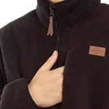 Campera de polar negro con cierre frontal y cuello alto.