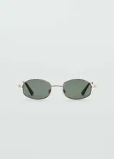 Gafas de sol con montura metálica dorada y diseño ovalado, equipadas con cristales oscuros de protección UV categoría 3.