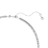 Collar en Y con baño de rodio y cierre de mosquetón. Diseño con un strand de Swarovski Zirconia transparentes en talla redonda y engaste de garra.