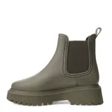 Botas de lluvia Miss Carol Vani color verde oliva, estilo Chelsea, con elástico lateral y suela track.