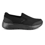 Champion deportivo Skechers GO WALK FLEX Request, color negro, sin cordones, con capellada de malla y detalles en cuero sintético. Cuenta con plantilla Air-Cooled Goga Mat y amortiguación Ultra Go.