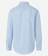 Camisa de corte regular, color gris claro, con cuello inglés, manga larga y cierre frontal con botones. Confeccionada en una mezcla de algodón y poliéster, presenta un diseño clásico y versátil de la marca Marfinno.