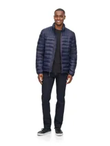 Campera acolchada azul marino de Tommy Hilfiger, con cierre de cremallera, cuello alto y logo bordado en el pecho.