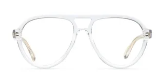 Lentes blueblocker con armazón de estilo aviador en color transparente. Cuentan con protección contra luz azul y rayos UV400, fabricados en material bio-based.