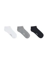 Kit de tres pares de medias cortas tipo soquete, color gris melange, con logo de la marca Hering estampado en el empeine.