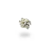 Anillo artesanal con diseño de pétalos superpuestos en acabado plateado, montado sobre una base de acero hipoalergénico. Posee una estructura voluminosa y ajustable.