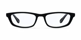Lentes con protección contra luz azul y UV400, de montura rectangular color negro y cristales transparentes.