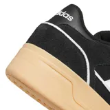 Championes urbanos Adidas modelo Break Start Bold, color negro con las icónicas tres tiras laterales en blanco y suela de plataforma color caramelo.
