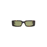 Lentes de sol Off-White modelo Arthur con armazón rectangular de acetato con patrón carey y cristales verdes.