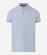 Polo de hombre slim fit color beige, confeccionada en tejido de media malla acanalada de algodón sostenible, con cuello clásico con botones y mangas cortas.