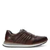 Championes urbanos Democrata modelo Grow, color marrón, confeccionados en cuero con detalles de textura microperforada en los laterales y puntera. Presentan cierre con cordones al tono y suela de goma con entresuela en capas de color gris y blanco.