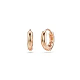 Aros pequeños de aro Swarovski, bañados en tono oro rosa y adornados con circonitas transparentes.
