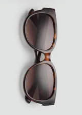 Lentes de sol redondos con montura de pasta carey y cristales degradados en tonos marrones.