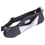 Riñonera New Balance unisex color gris con detalles en negro y logo de la marca en el frente.