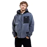 Canguro de micropolar gris con cierre frontal completo, capucha negra y bolsillo frontal con cierre en contraste negro. Presenta un diseño funcional y térmico con acabado suave.