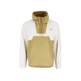 Campera anorak Nike Club, color beige y blanco, con cierre de media cremallera, capucha y cordón ajustable en el dobladillo.