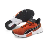 Championes Puma Pwr Frame Tr de entrenamiento, color naranja y negro con suela de goma blanca y negra, ideales para running y training.