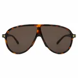 Lentes de sol con armazón de policarbonato negro y diseño de estilo aviador con puente superior plano. Las lentes son de color amarillo y cuentan con filtro UV400. Las patillas incorporan detalles metálicos dorados en las bisagras.