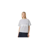 Remera oversize gris melange de manga corta y cuello redondo, con estampa frontal en tono claro de la marca Eme Studios.